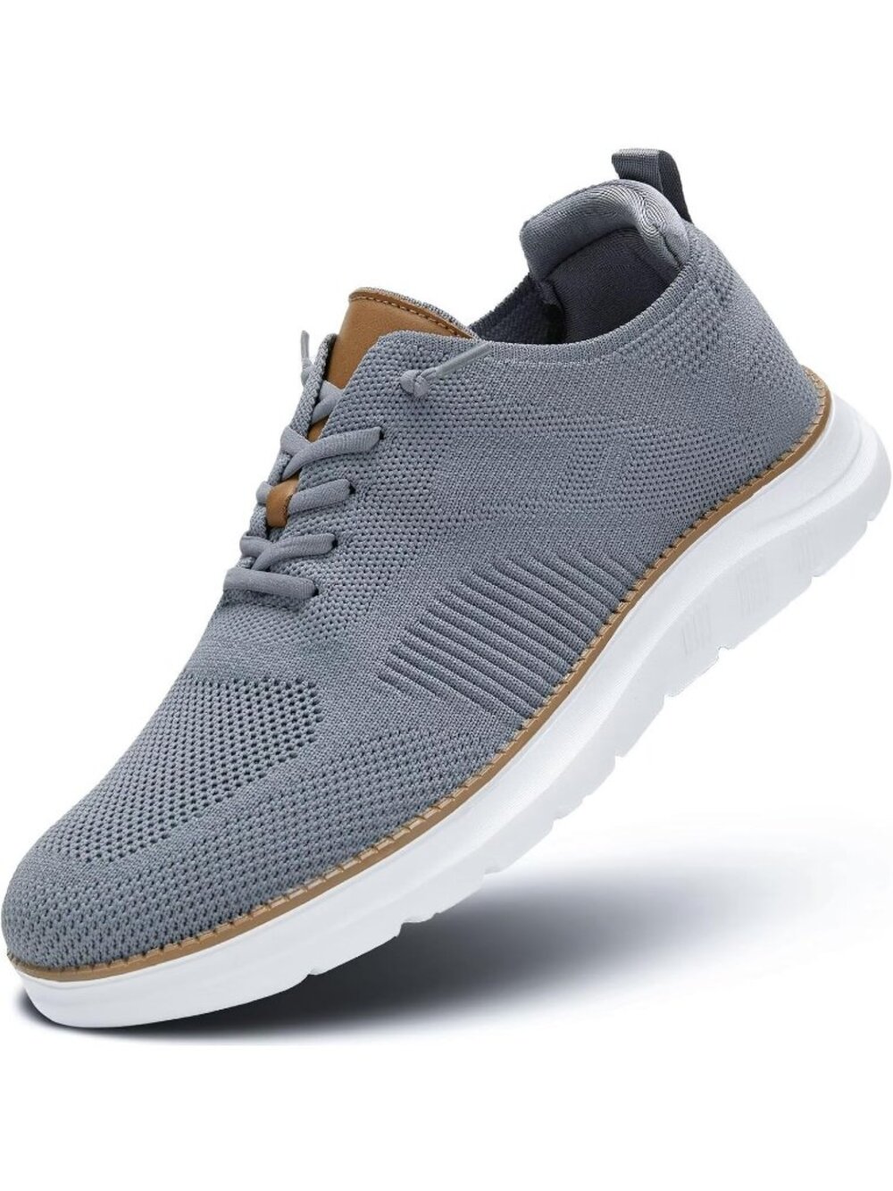 Men's Grey White Mesh Oxfords Work Lightweight Soft Sole Casual Walking Sneaker
